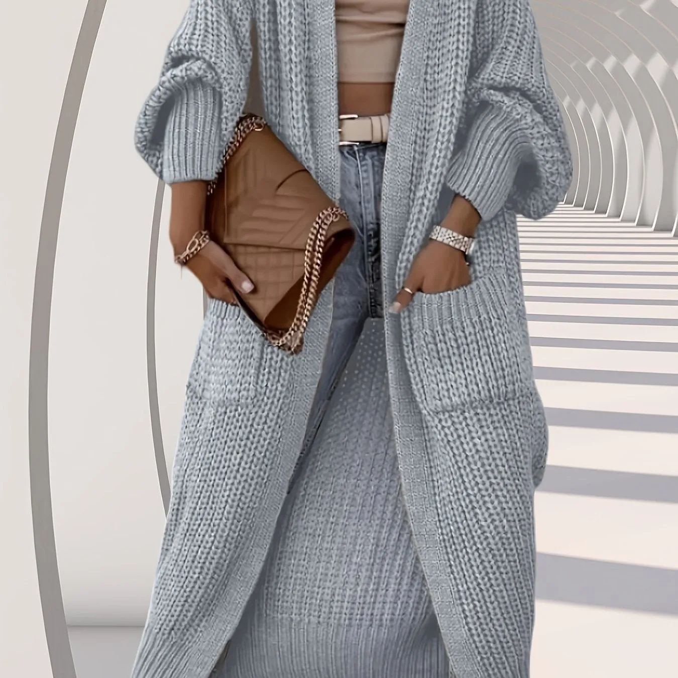 Women Stylish, And Minimalist Knitted Cardigan with Pockets,