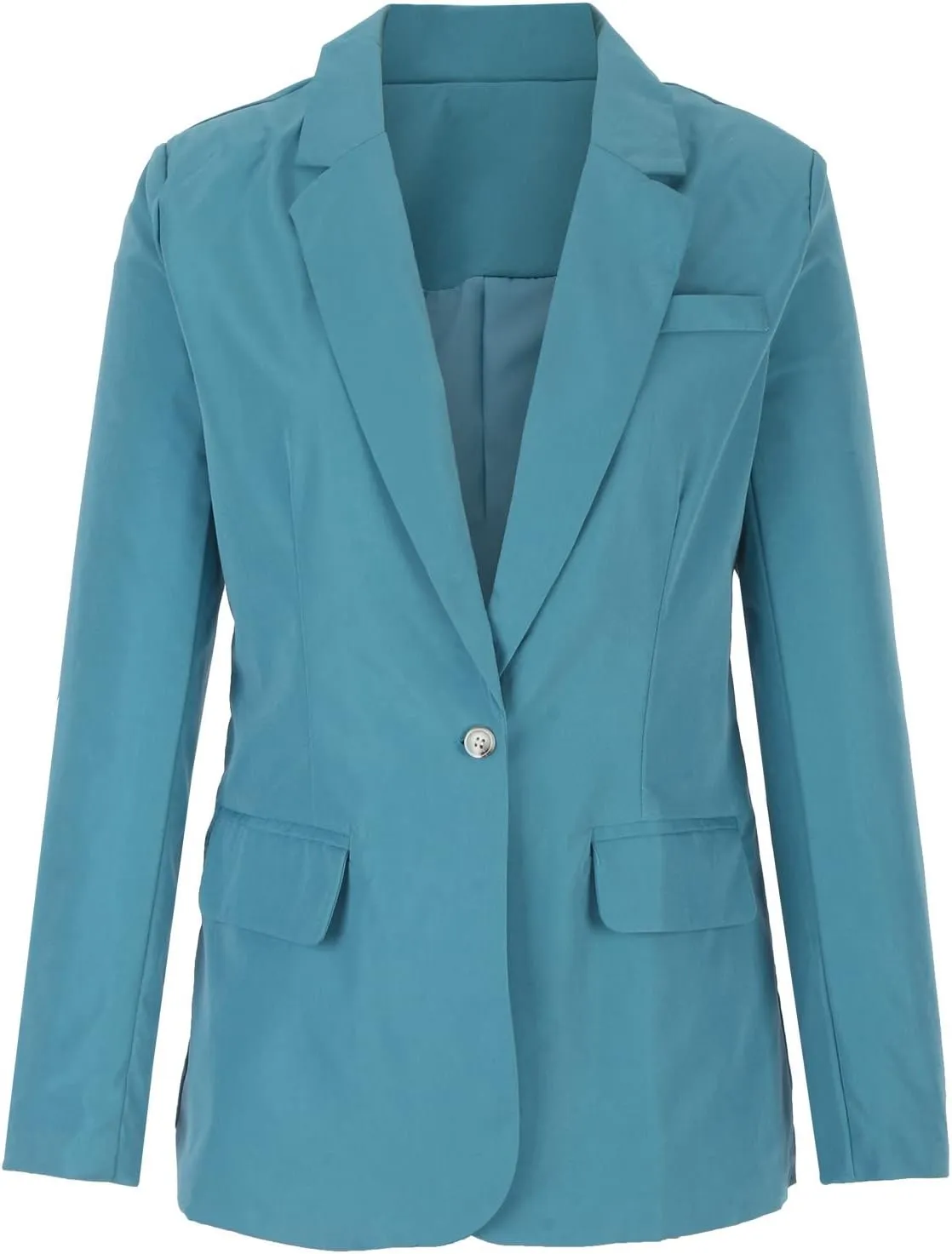 Womens Boyfriend Blazers Notched Lapel Open Front One Button Long Sleeve Suit Jackets Business Casual Loose Outfits