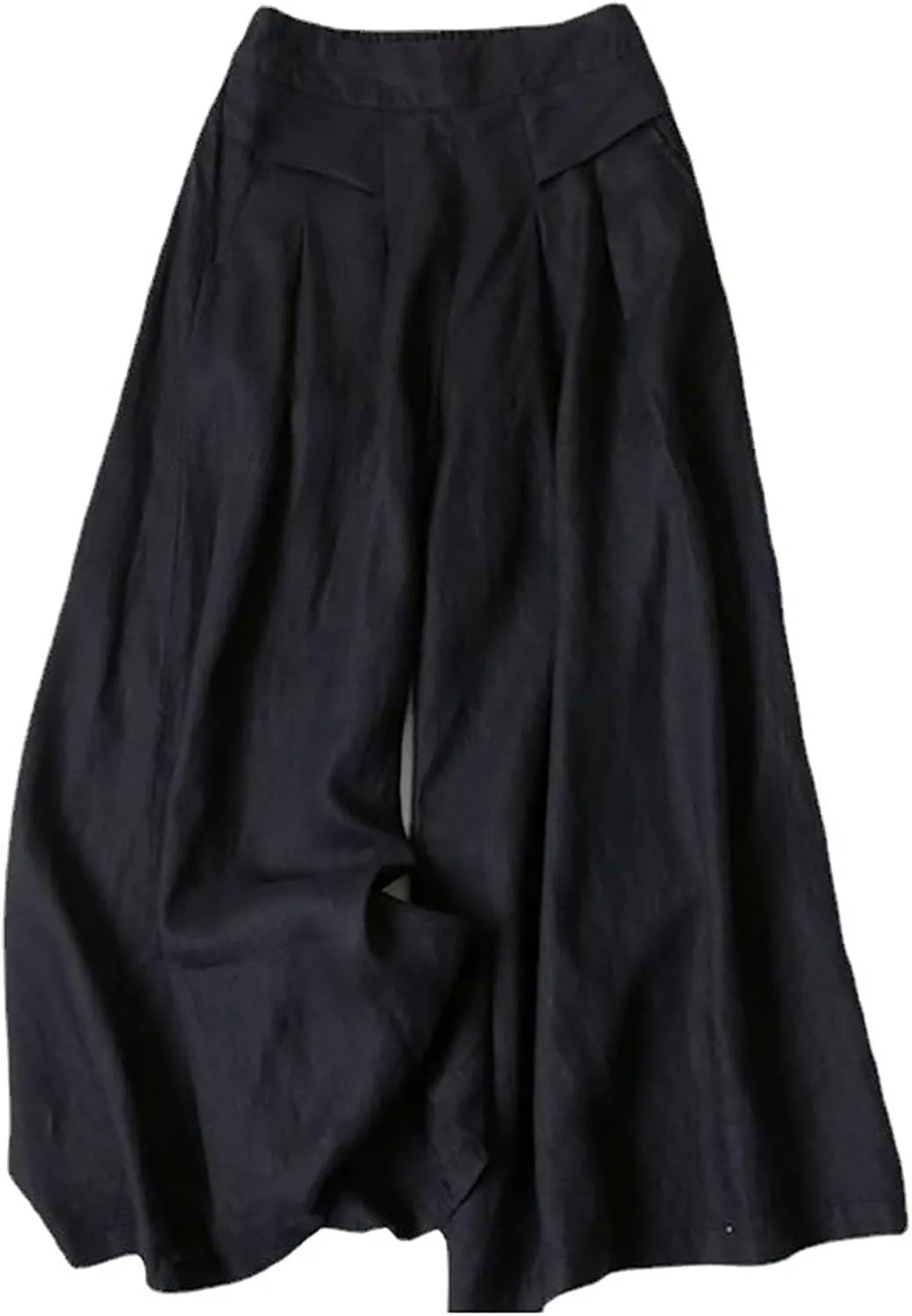 Women's Cotton Linen Palazzo Trousers Elastic Waist Wide Leg Capri Pants Summer Trendy Vacation Breathable Flowy Pant