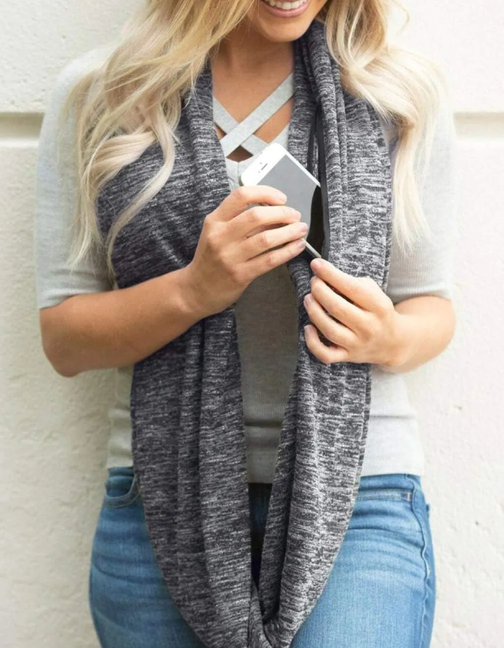 Womens Infinity Scarf with Zipper Secret Pocket Soft Travel Scarves Wrap Shawl