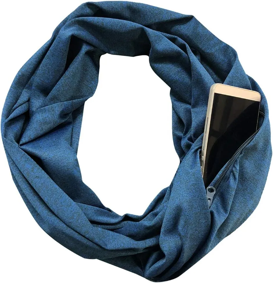 Womens Infinity Scarf with Zipper Secret Pocket Soft Travel Scarves Wrap Shawl