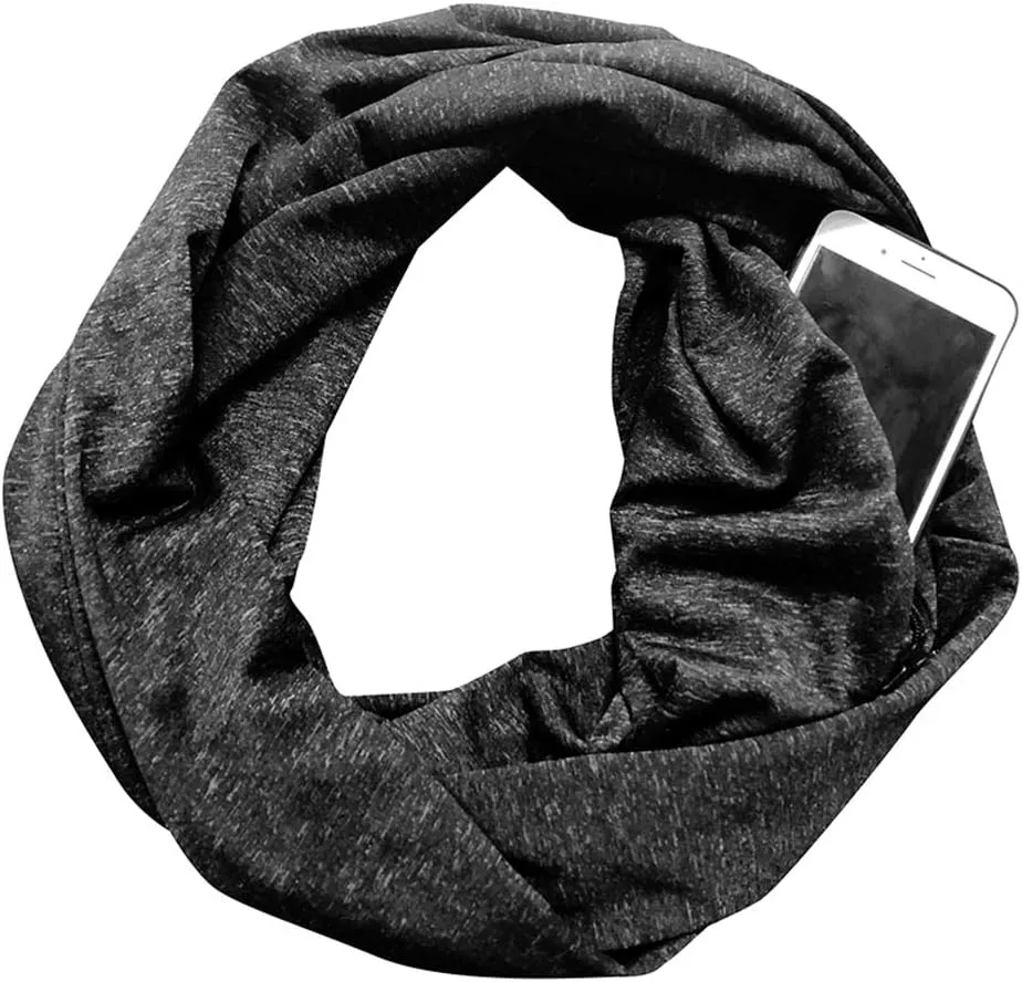 Womens Infinity Scarf with Zipper Secret Pocket Soft Travel Scarves Wrap Shawl