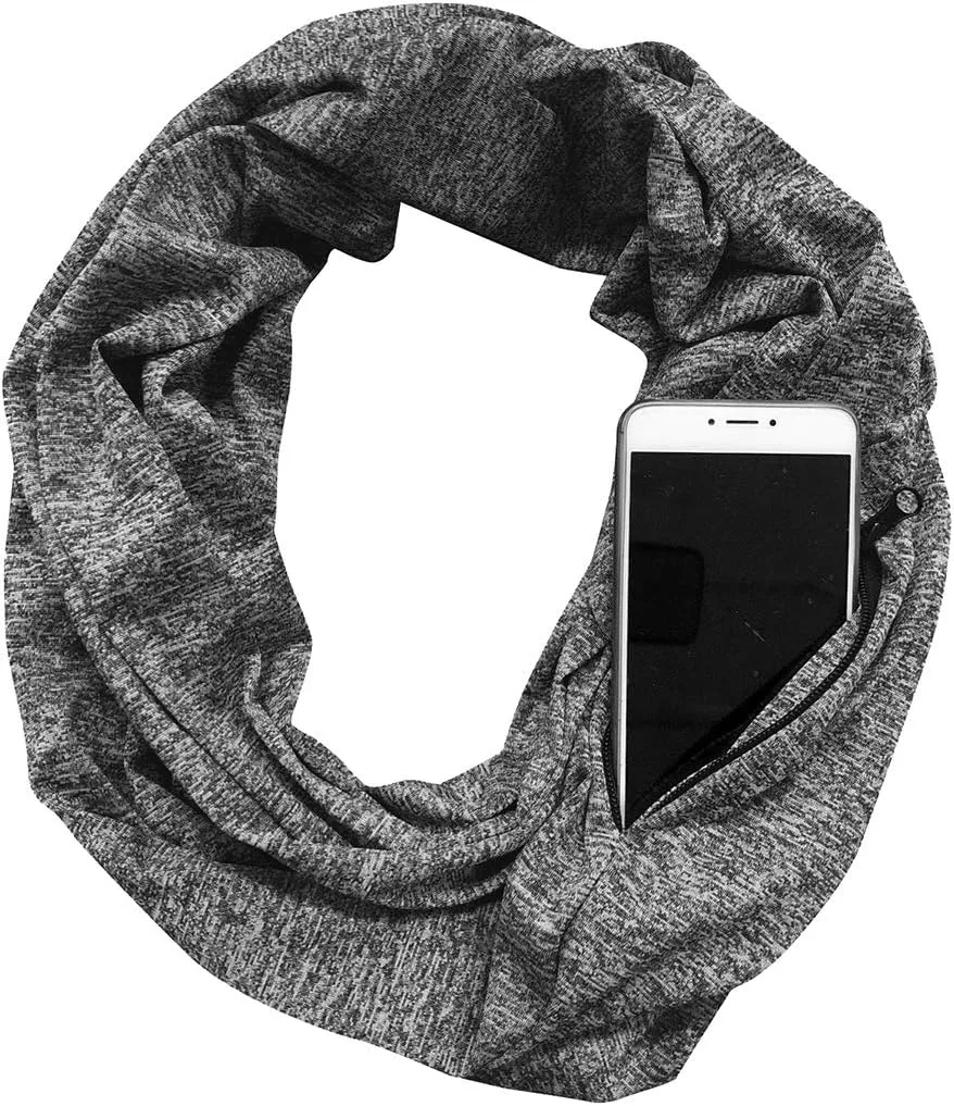 Womens Infinity Scarf with Zipper Secret Pocket Soft Travel Scarves Wrap Shawl