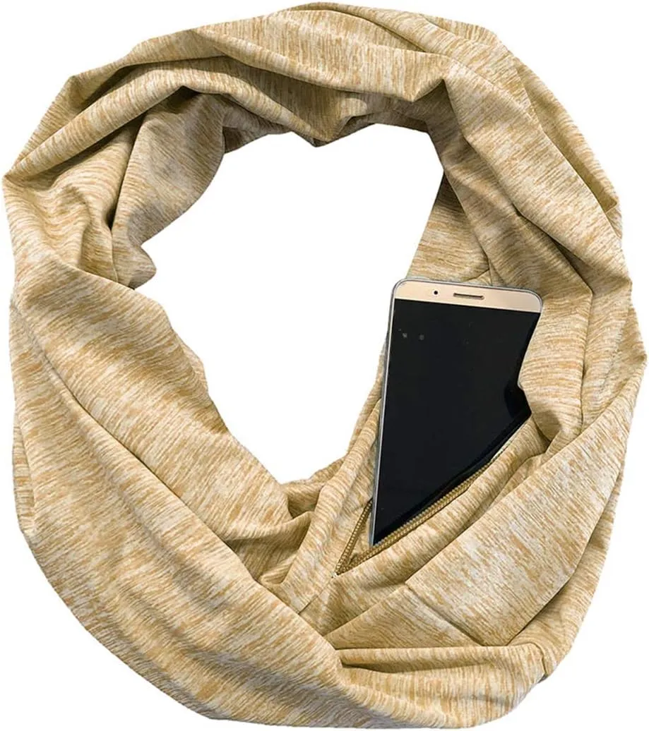 Womens Infinity Scarf with Zipper Secret Pocket Soft Travel Scarves Wrap Shawl
