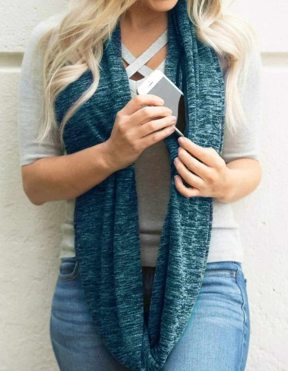 Womens Infinity Scarf with Zipper Secret Pocket Soft Travel Scarves Wrap Shawl