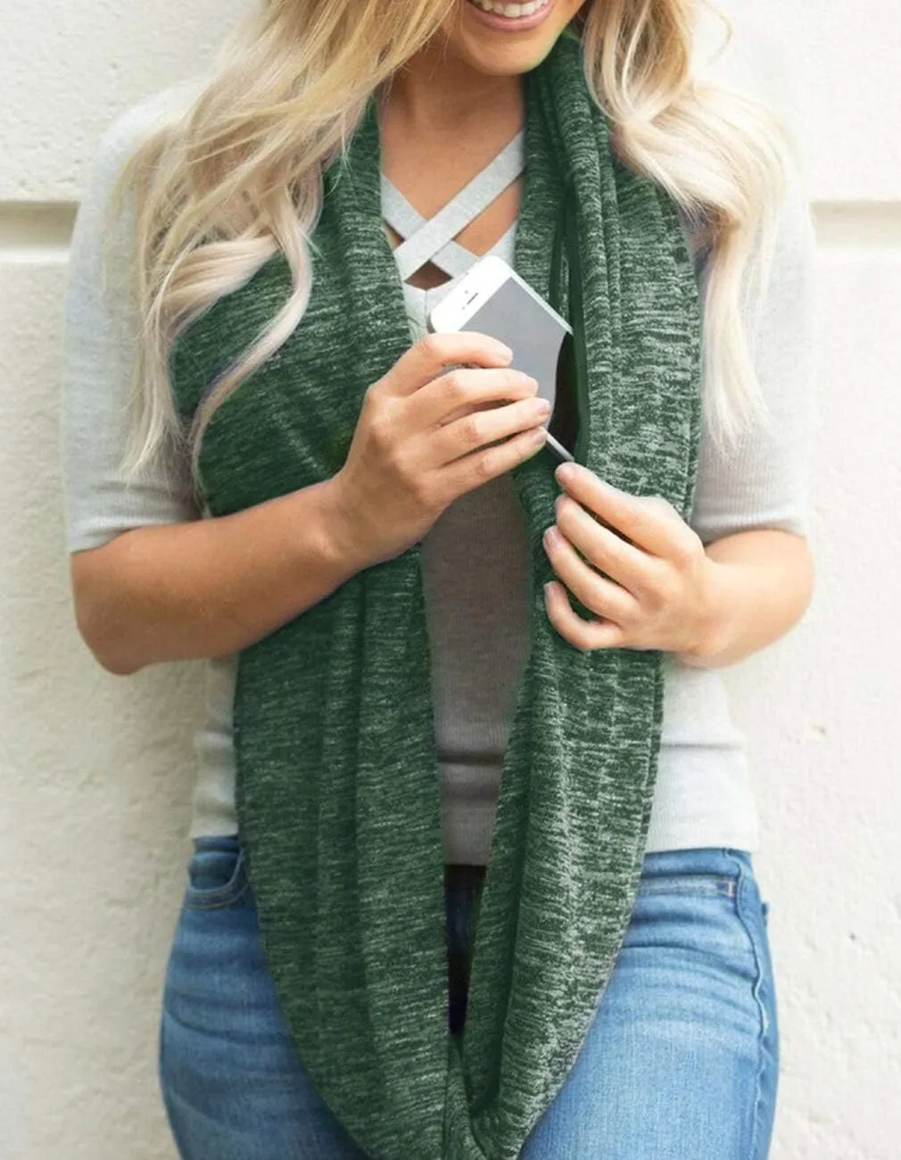 Womens Infinity Scarf with Zipper Secret Pocket Soft Travel Scarves Wrap Shawl