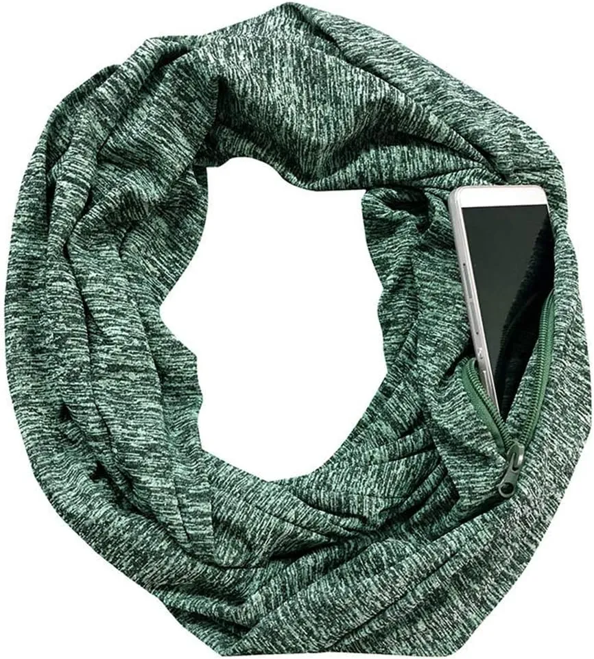 Womens Infinity Scarf with Zipper Secret Pocket Soft Travel Scarves Wrap Shawl