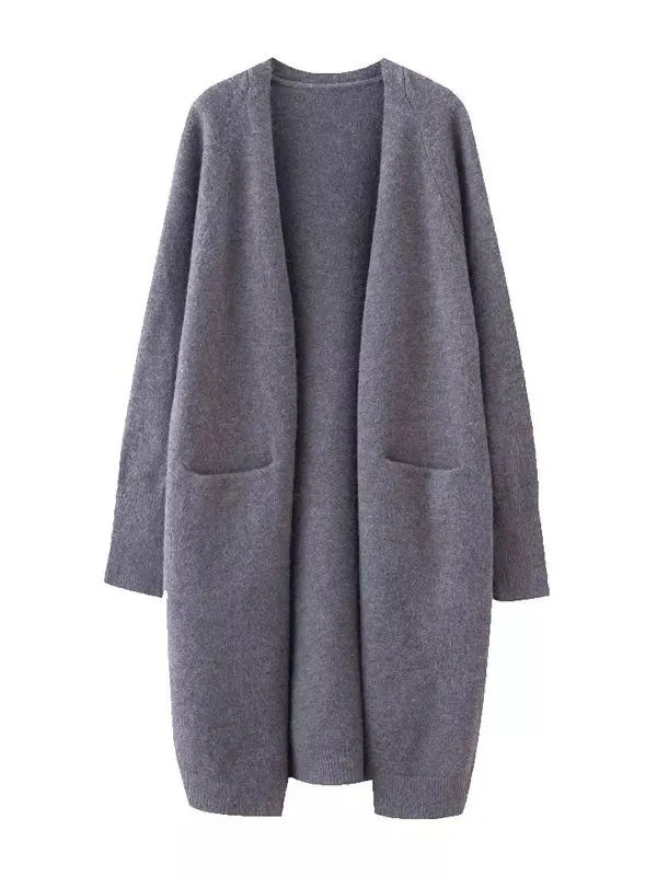 Womens Long Minimalist Cardigan with pockets.