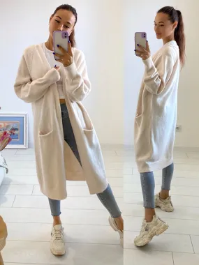 Womens Long Minimalist Cardigan with pockets.