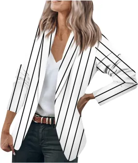 ZEFOTIM Blazer for Women 2024 Casual Oversized Fitted Lapel with Pockets Jacket Long Fashion Trendy Coat